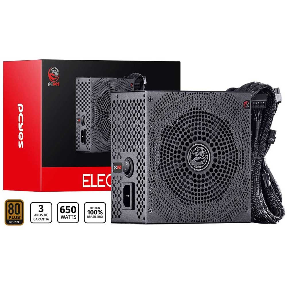 Fonte Real Atx 650w Electro V2 Series 80 Plus Bronze PCYes Pfc Ativo - ELECV2PTO650W Truedata